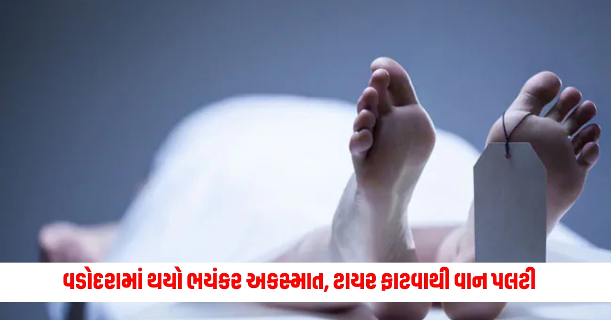 Fatal accident in Vadodara van overturns due to burst tire 4 including 3 children have died