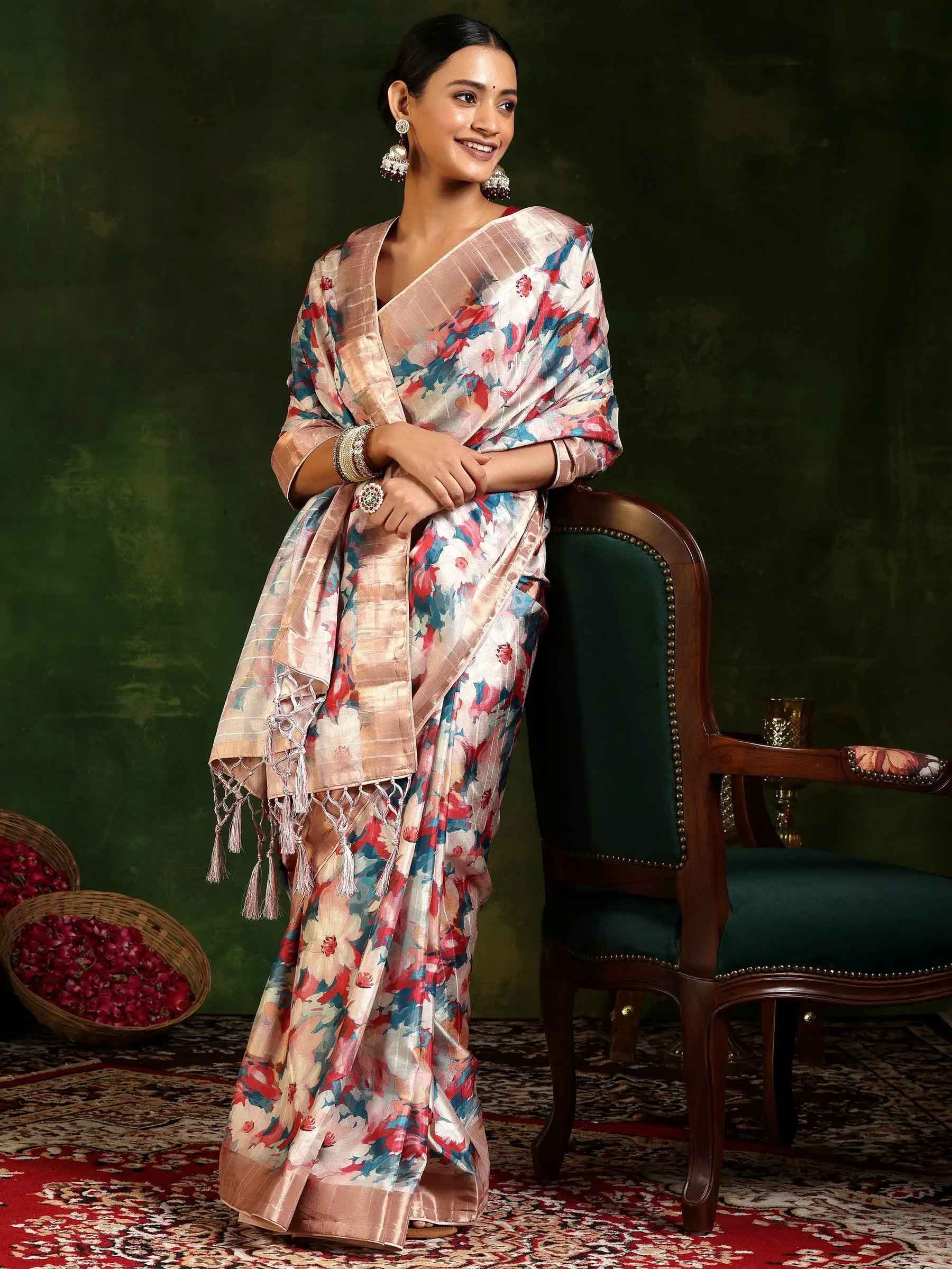 ahoi ashtami beautiful floral saree designs article