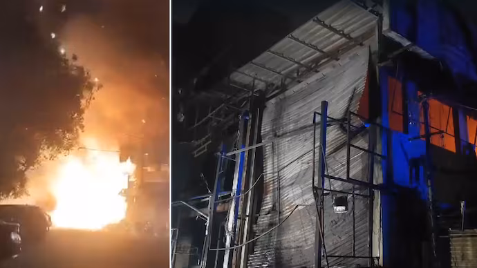 fire breaks out at cracker shop in hyderabad woman injured