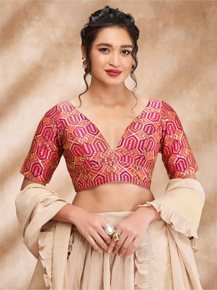 latest designs of designer blouse with saree for diwali article w34