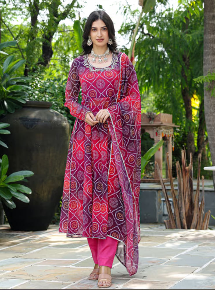 bandhani print suit designs for classic and traditional look articleret