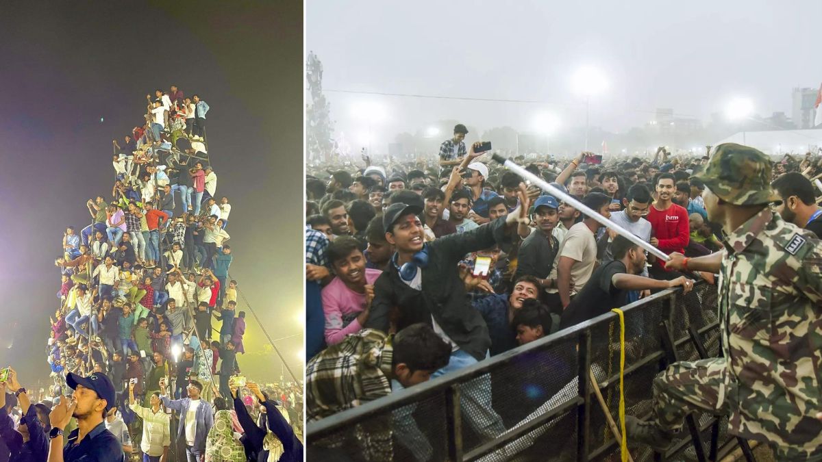 pushpa 2 trailer launched at patna gandhi maidaan police lathi charge on allu arjun fans after chaos