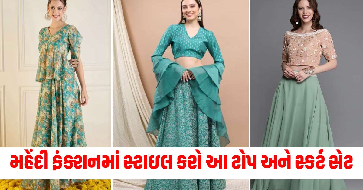 unique skirt and top designs for a perfect mehndi look articlewerwe