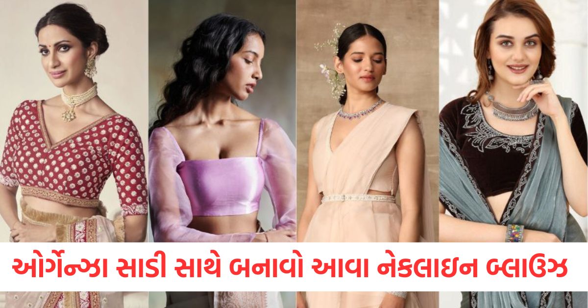 best neckline blouse designs style with organza saree for beautiful look article wr