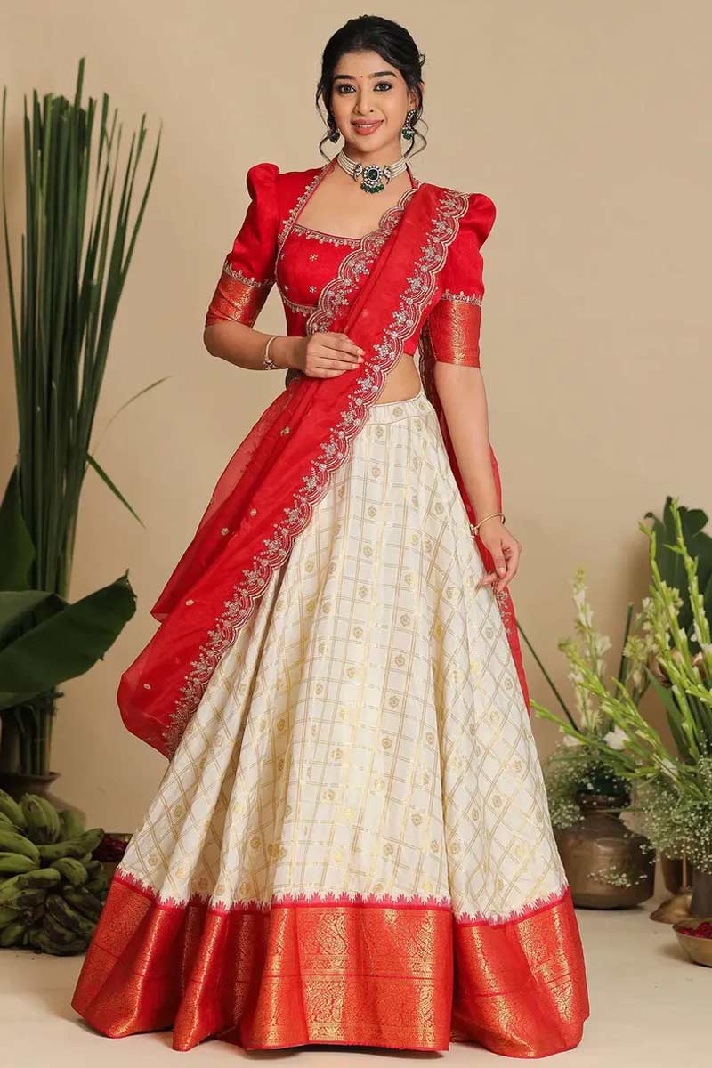 new and latest half saree designs for pongal festival2