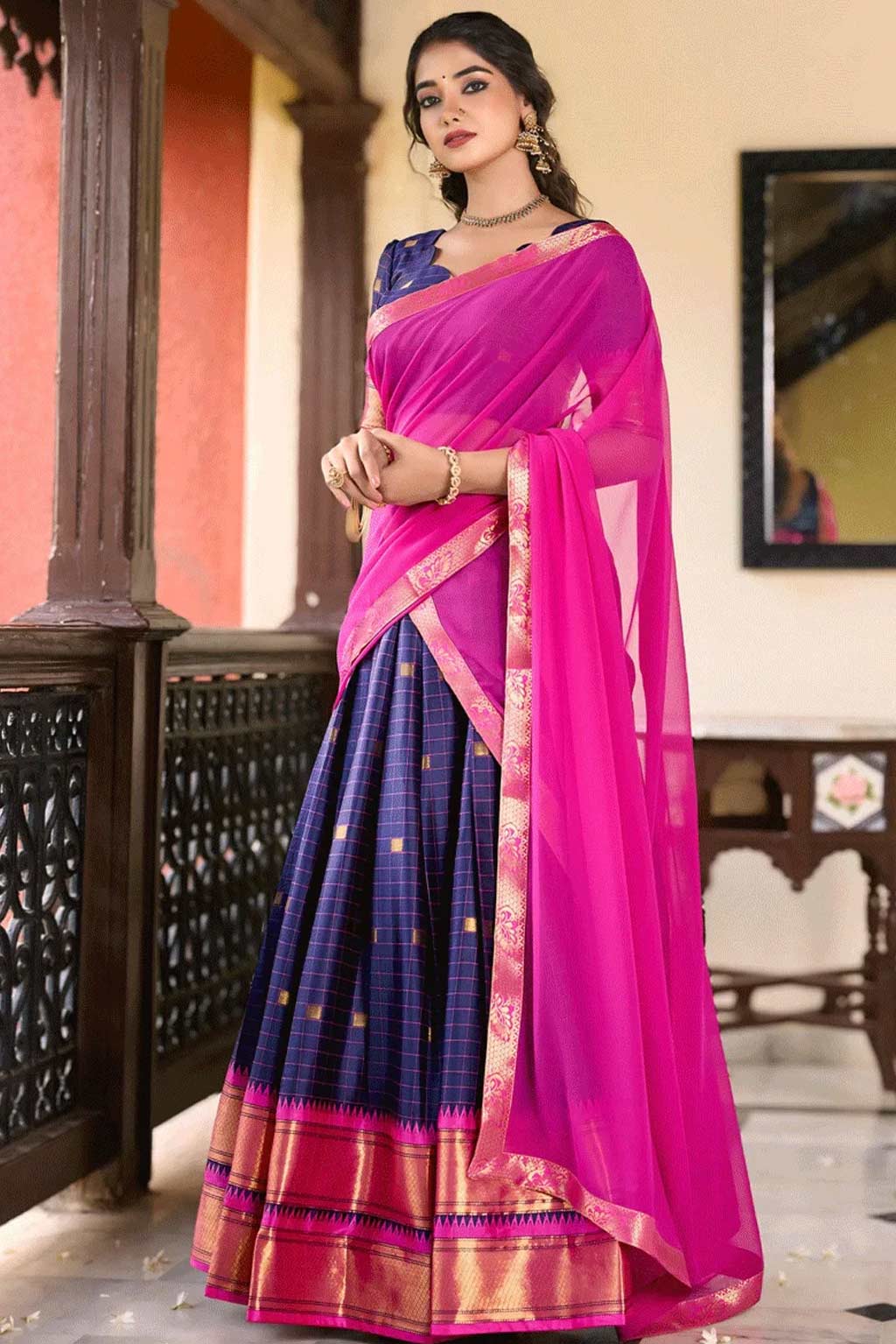 new and latest half saree designs for pongal festival3