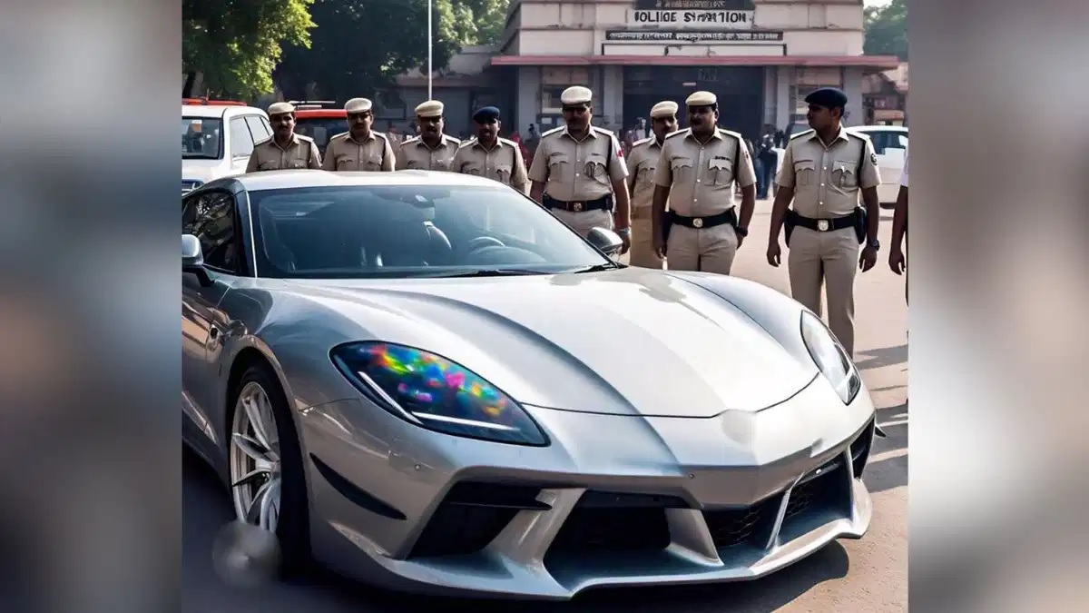 thieves stole engine and other parts from a car parked in crime branch police station in indore