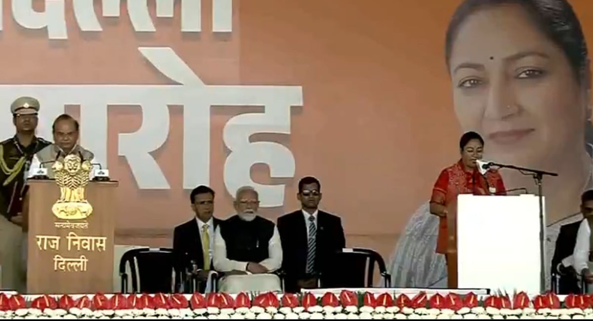 delhi cm rekha gupta and six ministers took oath in ramlila maidan1
