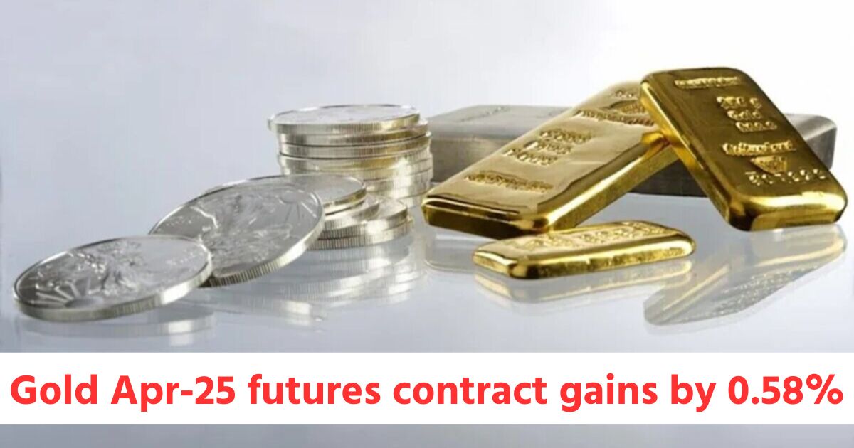 gold apr 25 futures contract gains by 0 58 while silver mar 25 futures contract gains by 1 3 on