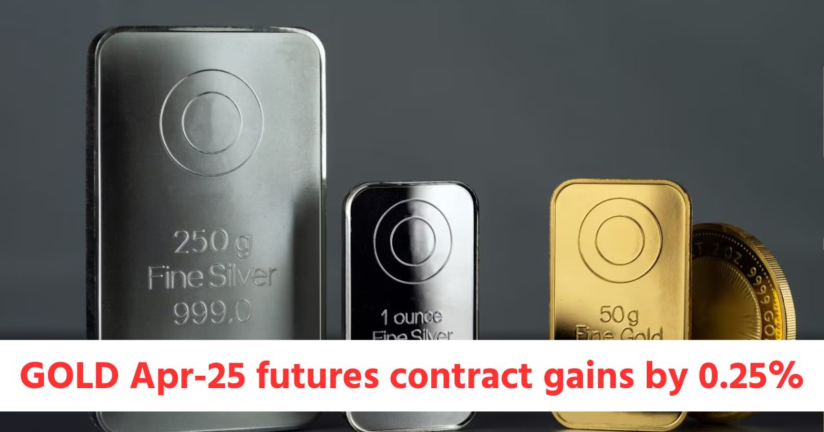 GOLD Apr 25 futures contract gains by 0.25 and SILVER May 25 futures contract gains by 0.58