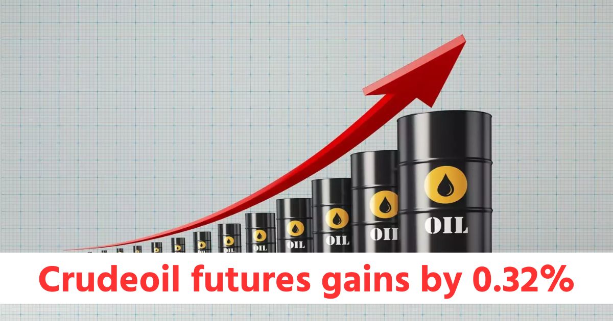 gold futures contract drops by 0 02 while silver futures gains by 0 24 and crudeoil futures gains by 0 32