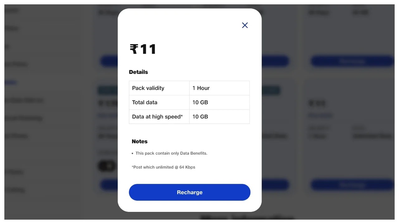 reliance jio cheapest recharge plan get 10gb data benefit for just rs11