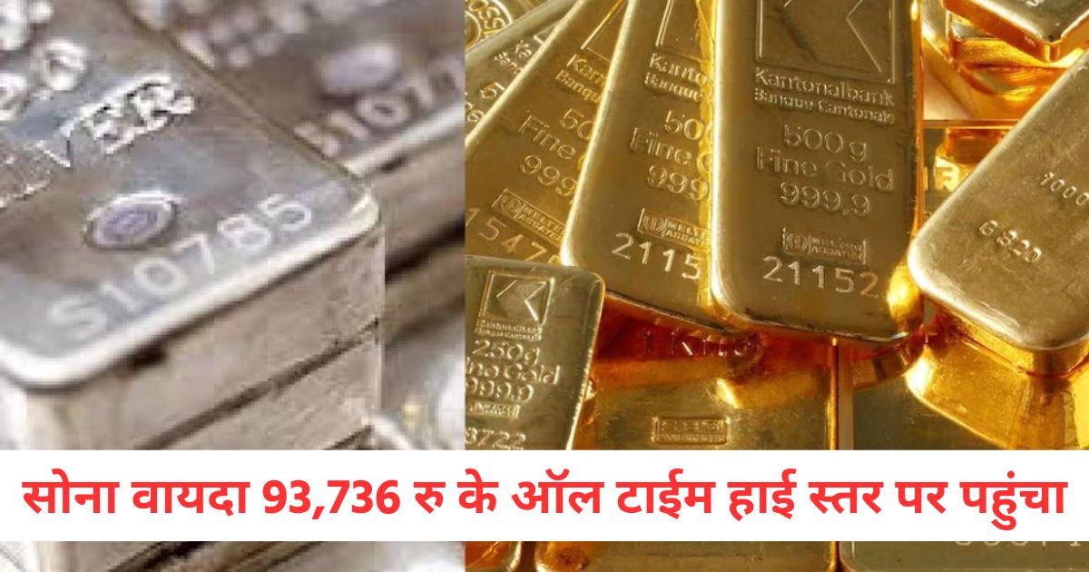 gold futures on mcx reached an all time high of rs 93736 silver futures rose by rs 1049