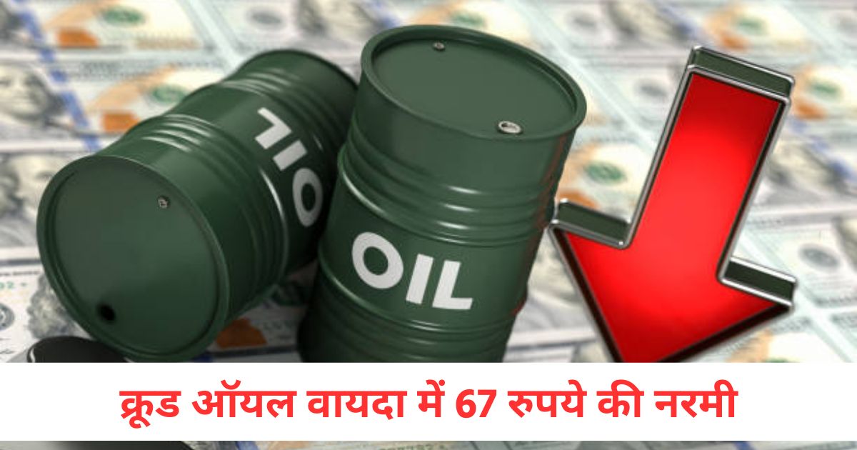 in the energy segment crude oil futures declined by rs 67