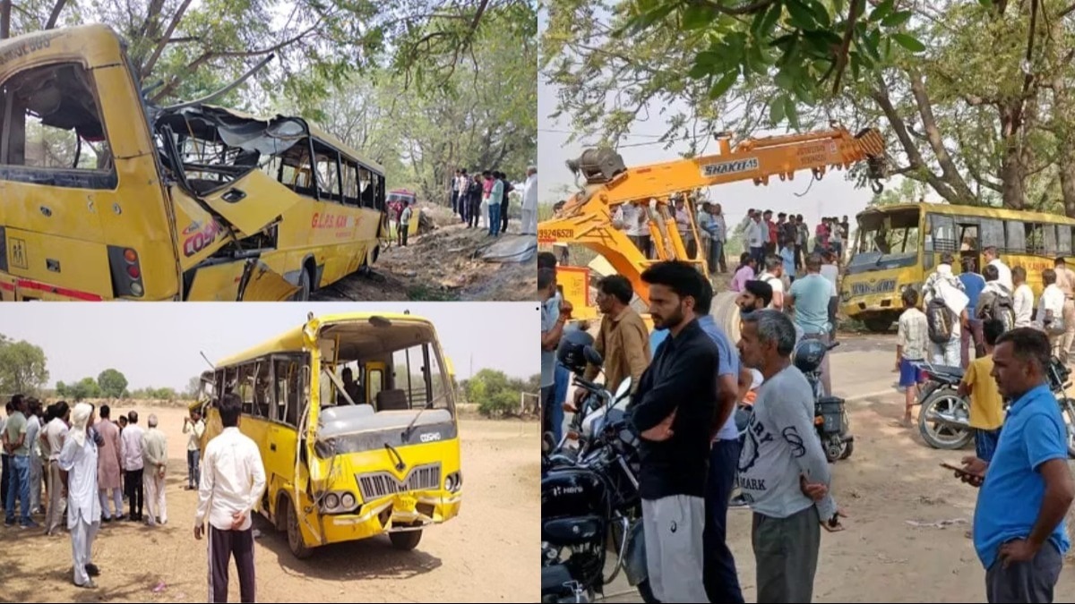 noida ncr school bus collides with divider in greater noida and injuring over 15 children2
