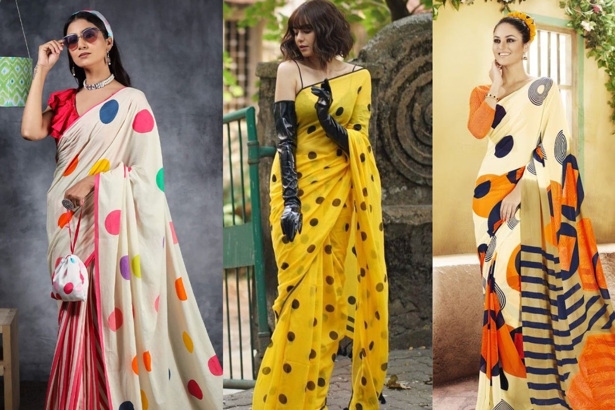polka dot saree designs1