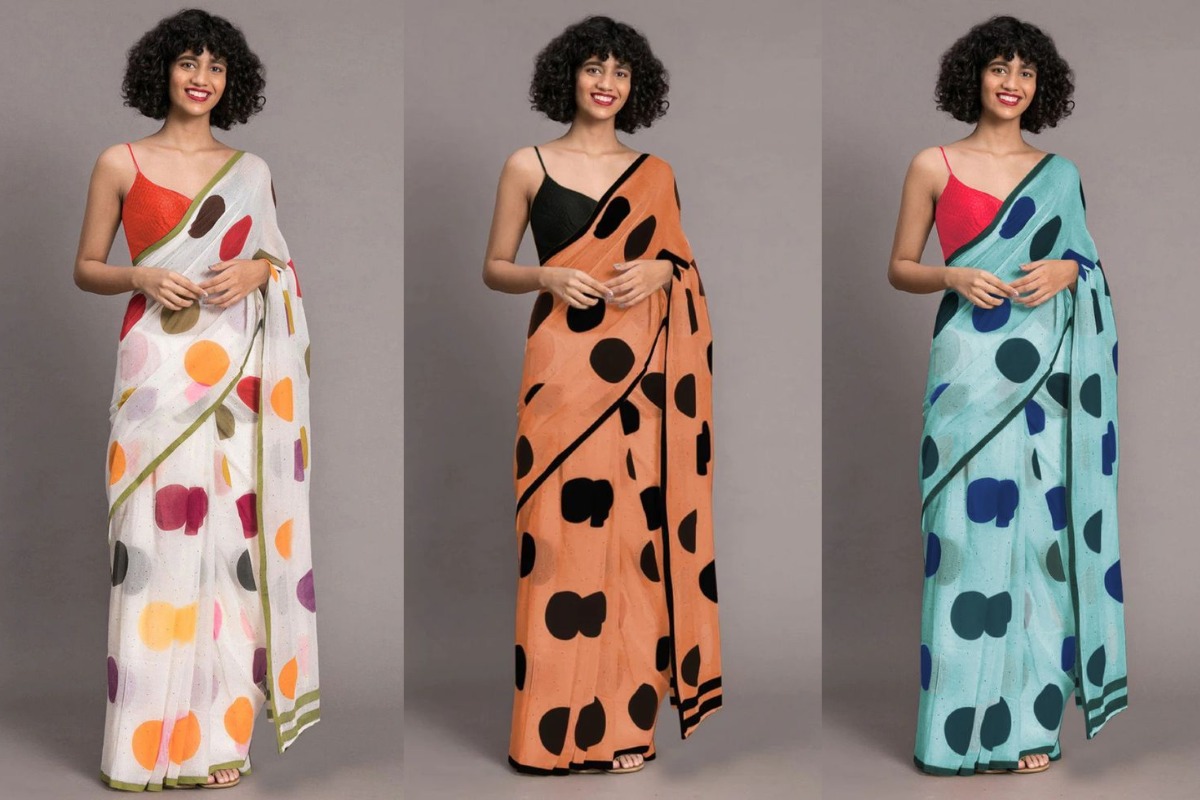 polka dot saree designs2