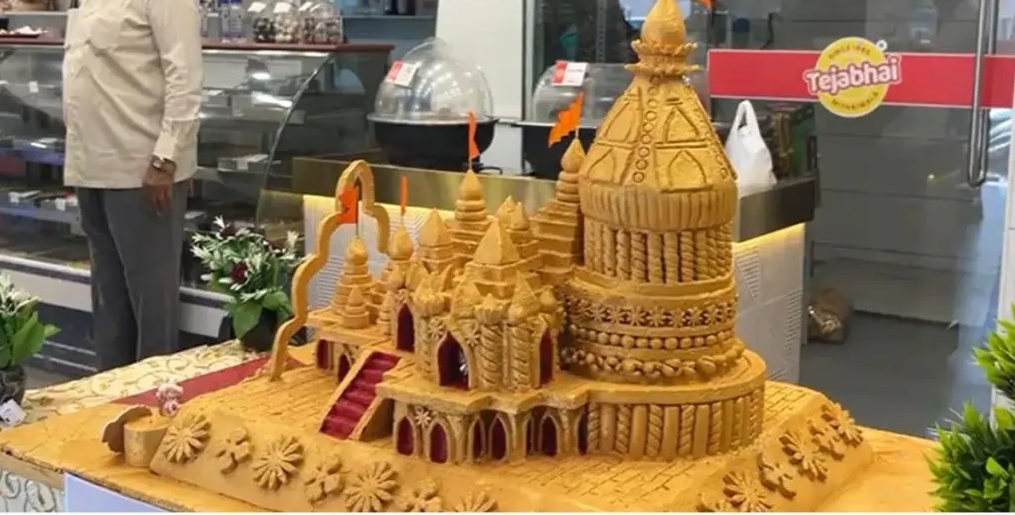 rajkot dairy owner creates unique ram temple from roasted almonds