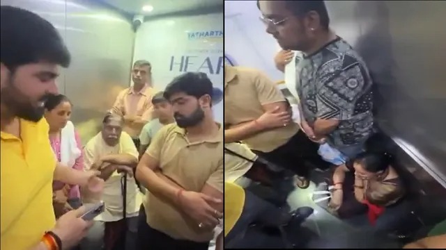 16 people were stuck in the lift of a hospital in greater noida for 30 minutes video1