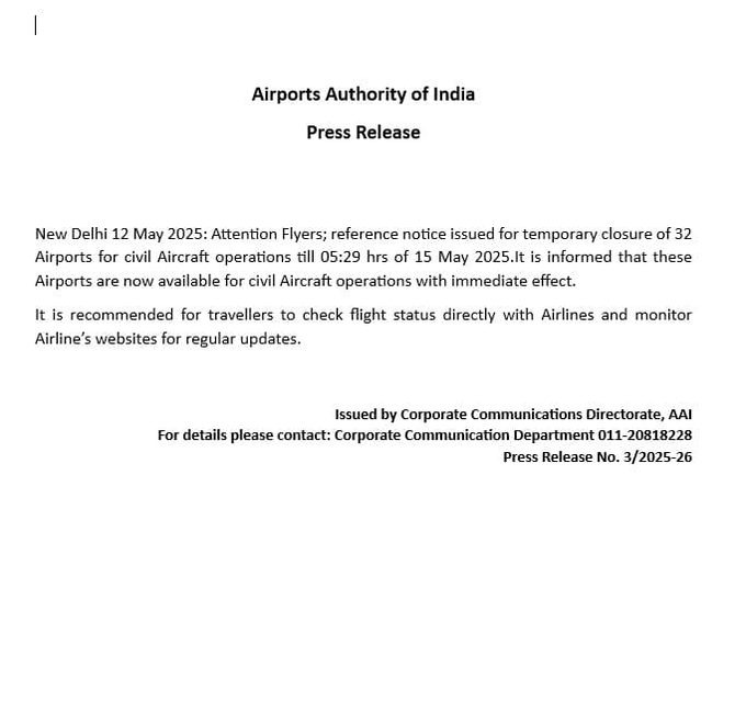 india pakistan conflict airports open know list operation sindoor terror attack air travel impact1