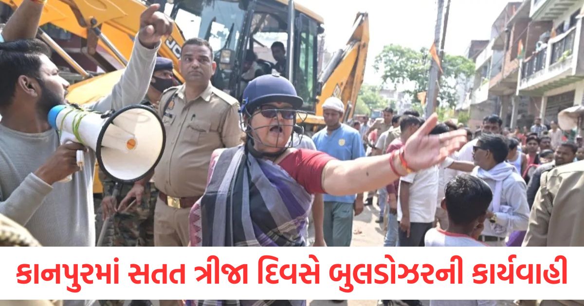 kanpur city bulldozer action in kanpur 400 illegal encroachments removed police chased people away when they protested