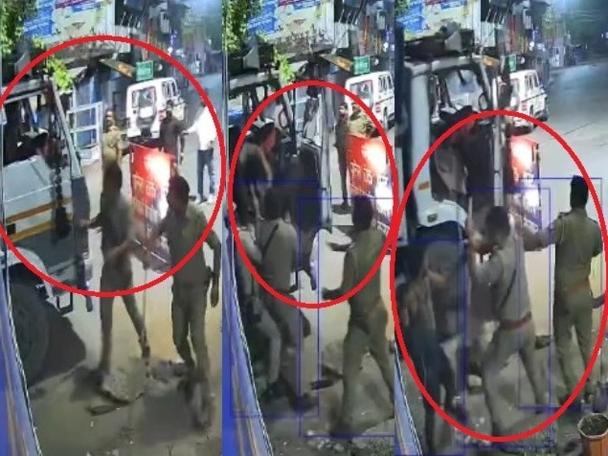 police stopped the dcm on road barrier pulled the driver out showered lathis on him1
