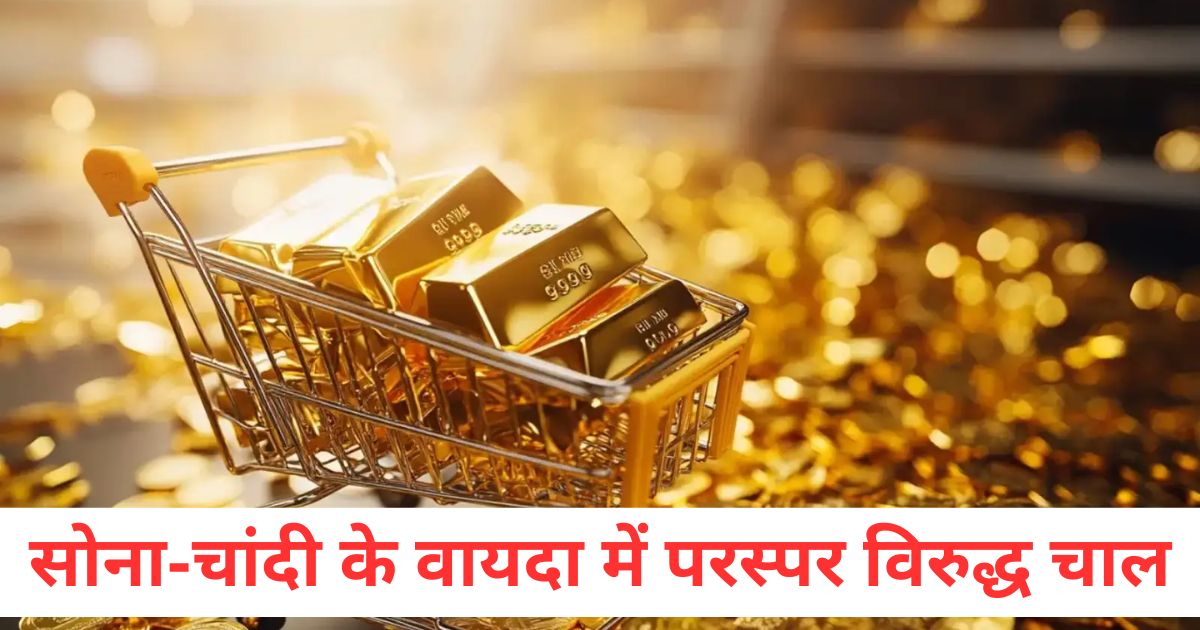 contradictory movement in gold and silver futures decline of rs 290 in gold futures rise of rs 625 in silver futures