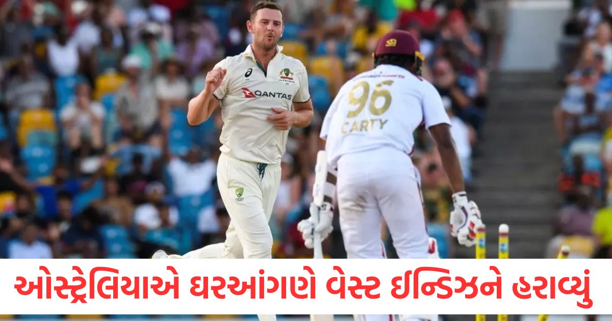 headlines australia beat west indies by 159 run in first test josh hazlewood