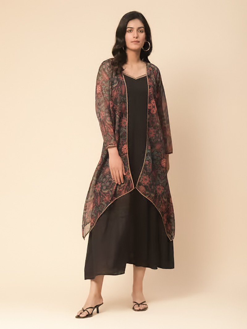 midi dress with shrug for attractive look1