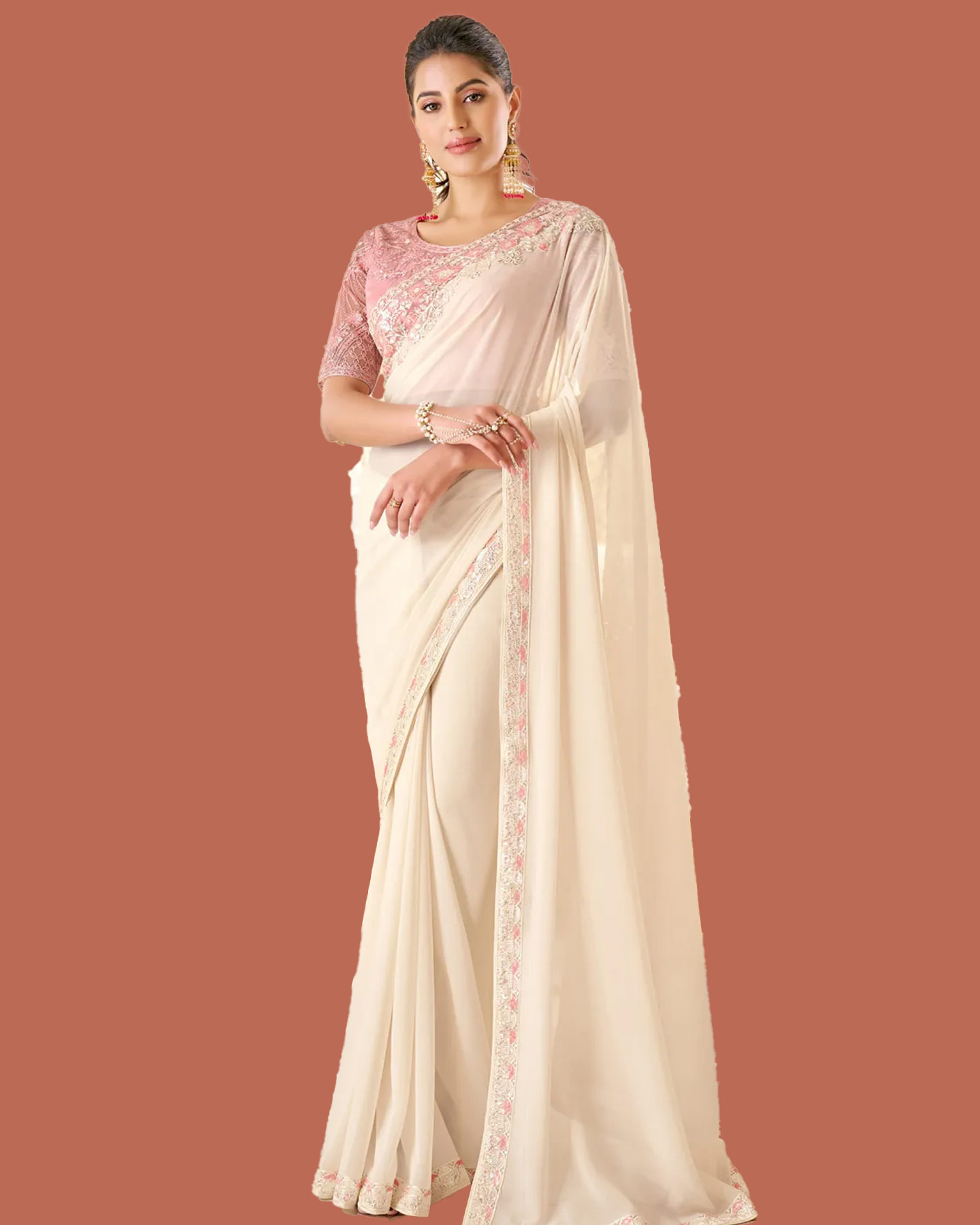 off white saree for women wedding reception outfits11