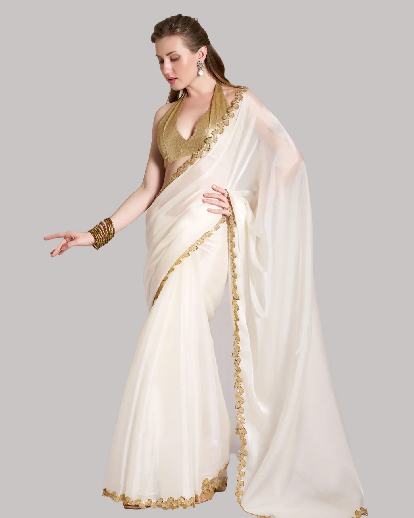 off white saree for women wedding reception outfits22