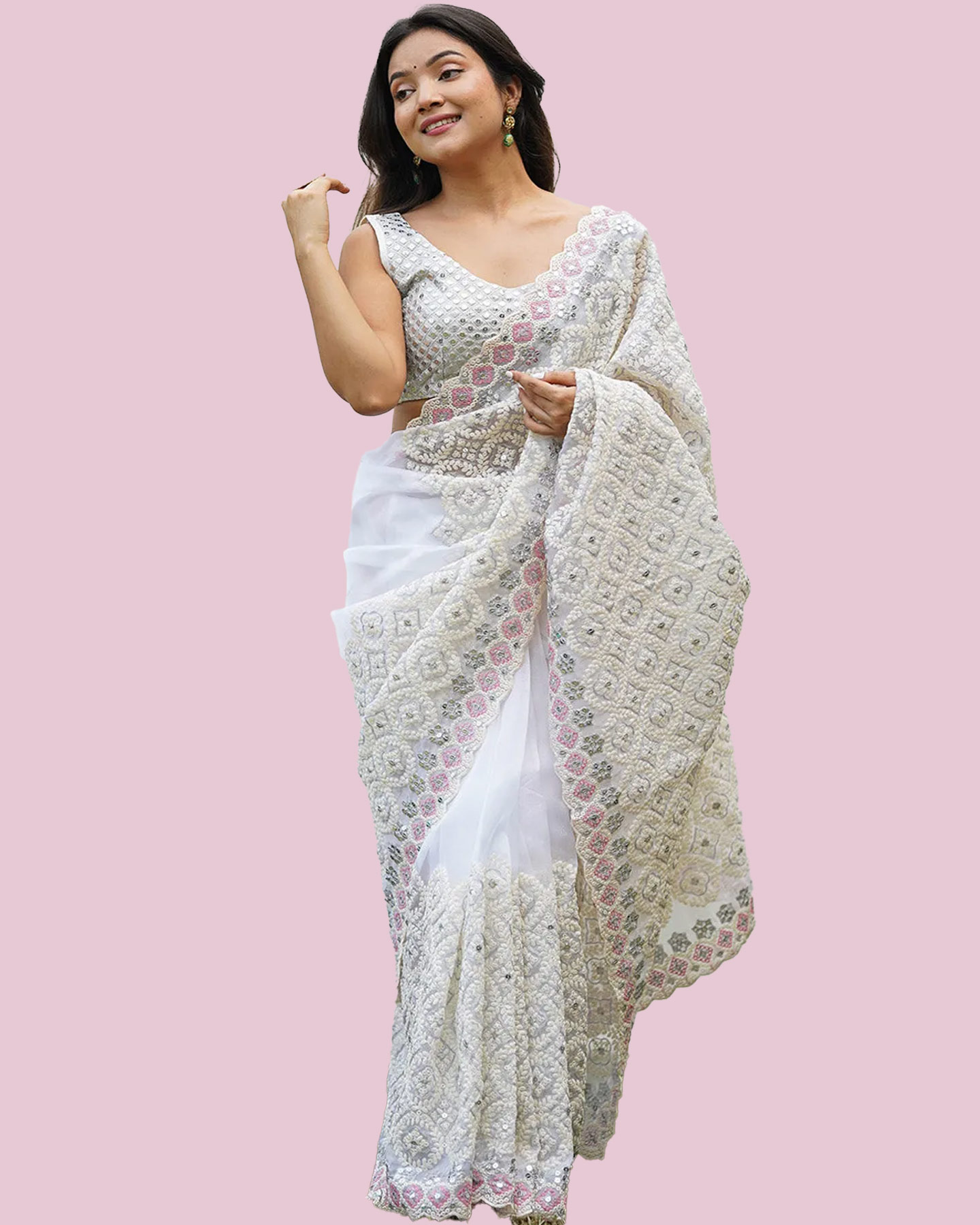 off white saree for women wedding reception outfits33