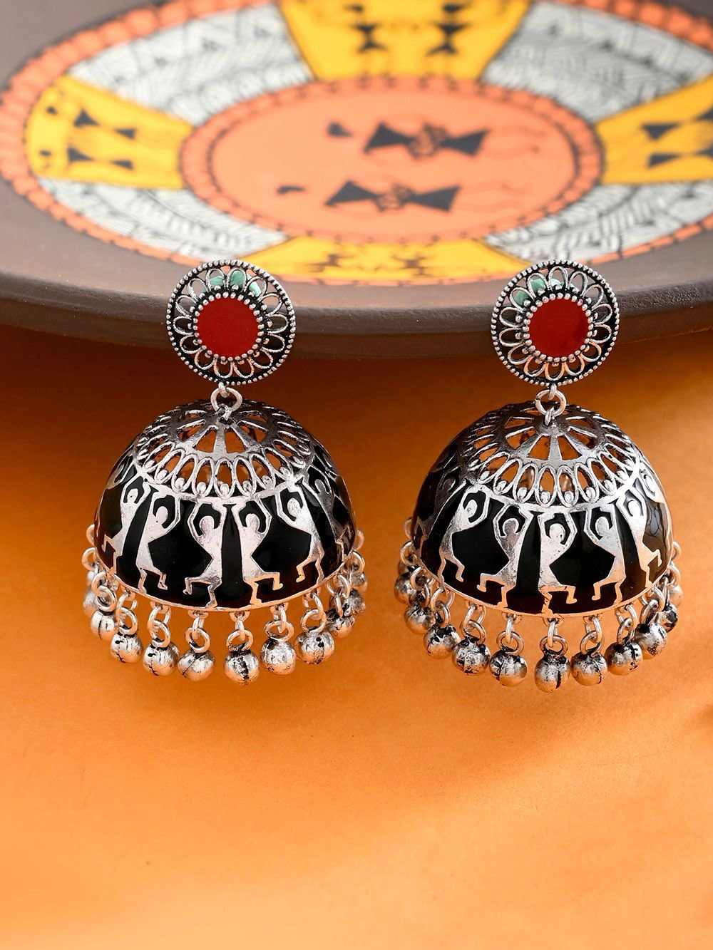 trendy designs of oxidised earrings with anarkali suit33
