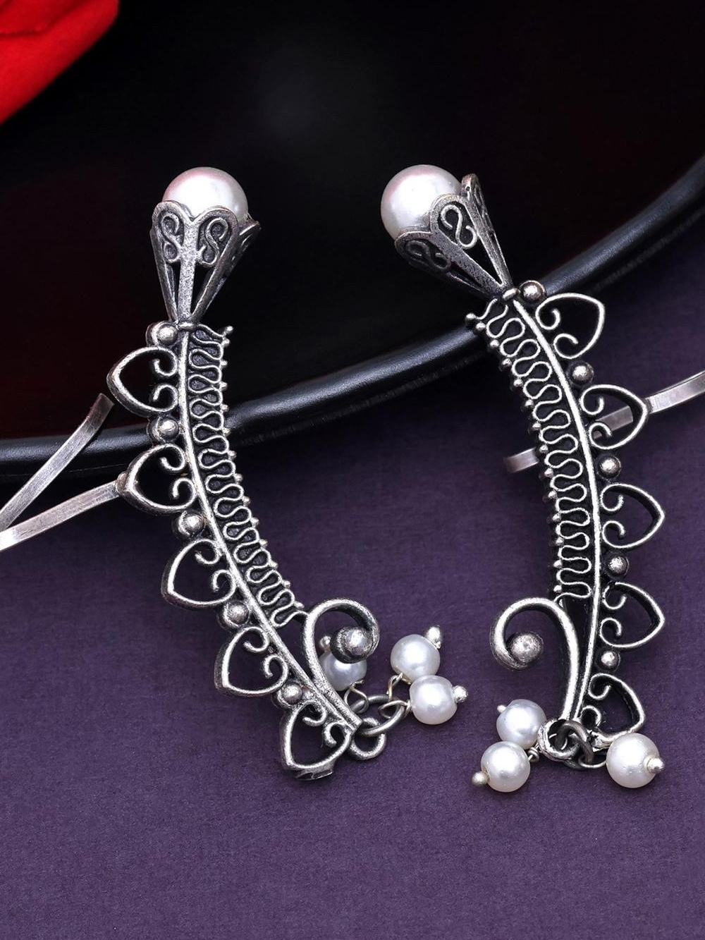 trendy designs of oxidised earrings with anarkali suit44